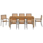 vidaXL Ensemble de salle à manger pour jardin 9 Pièces Gris