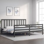 vidaXL Cadre de lit avec tête de lit gris 200x200 cm bois massif