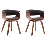 vidaXL Chaises à manger lot de 2 gris bois courbé et tissu