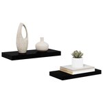 vidaXL Étagère murale flottante 2 Pièces Noir brillant 50x23x3 8 cm MDF