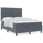 Lit à sommier tapissier avec matelas gris foncé 160x200 cm en velours