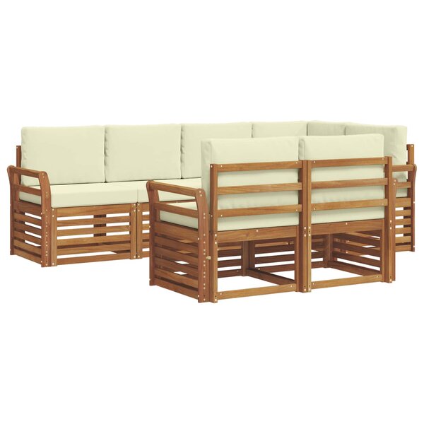 vidaXL Ensemble de canapé d'angle avec coussin 7 Pièces Naturel et Crème