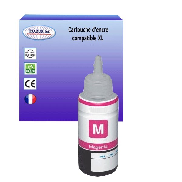 Cartouche Compatible pour Epson EcoTank ET-L220, ET-L300, ET-L3050, ET-L3060, ET-L3070, ET-L310 remplace Epson T6643 (C13T664340) Magenta  - T3AZUR
