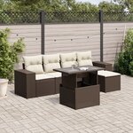 vidaXL Salon de jardin avec coussins 6 Pièces marron résine tressée