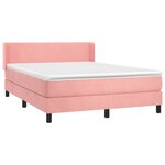 vidaXL Sommier à lattes de lit avec matelas Rose 140x200 cm Velours