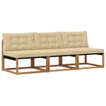 vidaXL 3 Pièce Sofa de milieu extérieur Bois d'Acacia Massif Naturel