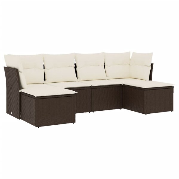vidaXL Salon de jardin avec coussins 6 Pièces marron résine tressée