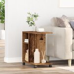 Table d'appoint vidaXL avec roulettes en bois ancien 50x30x55 cm en contreplaqué
