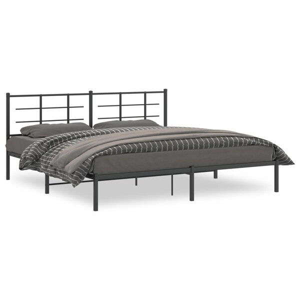 vidaXL Cadre de lit métal sans matelas avec tête de lit noir 193x203cm