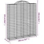 vidaXL Paniers à gabions arqués 2 Pièces 200x50x220/240 cm Fer galvanisé