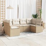 vidaXL Ensemble de canapé de jardin 6 Pièces Beige Poly rotin