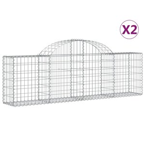vidaXL Paniers à gabions arqués 2 Pièces 200x30x60/80 cm Fer galvanisé