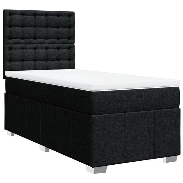 vidaXL Sommier à lattes de lit avec matelas Noir 90x190 cm Tissu