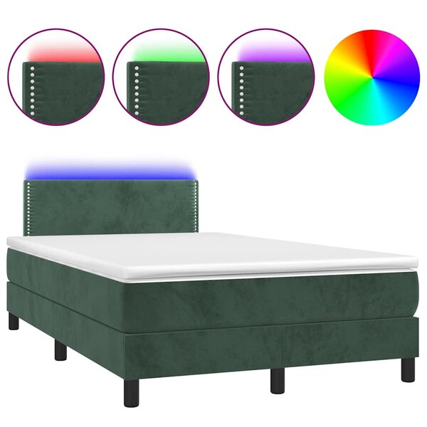 vidaXL Sommier à lattes de lit avec matelas LED vert foncé 120x190 cm