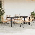 vidaXL Ensemble à manger jardin 7Pièces marron rpoly otin verre