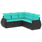 vidaXL Salon de jardin 5 Pièces avec coussins noir résine tressée
