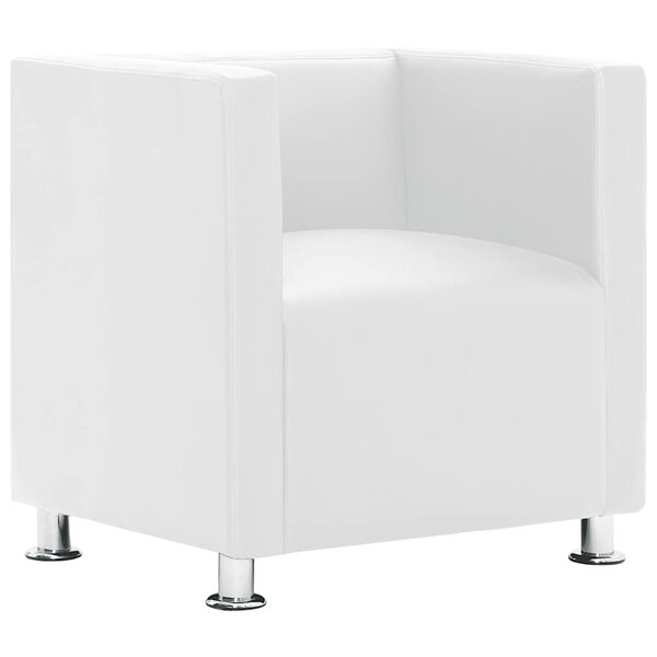 vidaXL Fauteuil cube blanc simili cuir