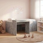 vidaXL Lit haut pour enfants avec bureau Gris béton Bois d'ingénierie