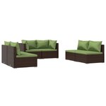 vidaXL Salon de jardin 6 Pièces avec coussins Résine tressée Marron