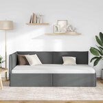 vidaXL Cadre de lit d'angle Gris foncé 90 x 190 cm tissu