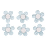 Sticker déco:Fleurs papier av.demi - perle  bleu clair  av.dot adhésif  20 pces