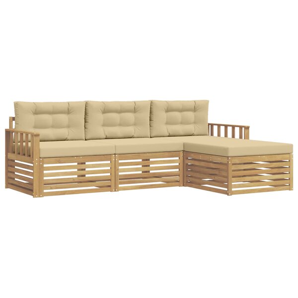 vidaXL Ensemble de canapés d'extérieur 4 pc Blanc et Beige Polyester
