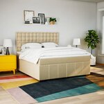 vidaXL Sommier à lattes de lit avec matelas Crème 180x200 cm Tissu