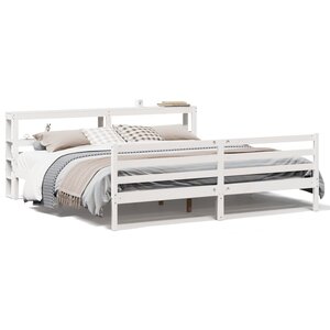 vidaXL Cadre de lit sans matelas blanc 200x200 cm bois massif de pin