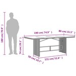 vidaXL Table de jardin dessus en verre noir 190x80x74cm résine tressée
