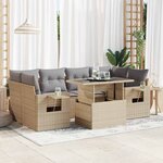 vidaXL Salon de jardin avec coussins 7 Pièces beige résine tressée