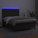 vidaXL Sommier à lattes de lit avec matelas et LED Noir 140x190 cm