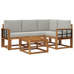 vidaXL Ensemble de canapés d'extérieur 5 pc Naturel et gris clair