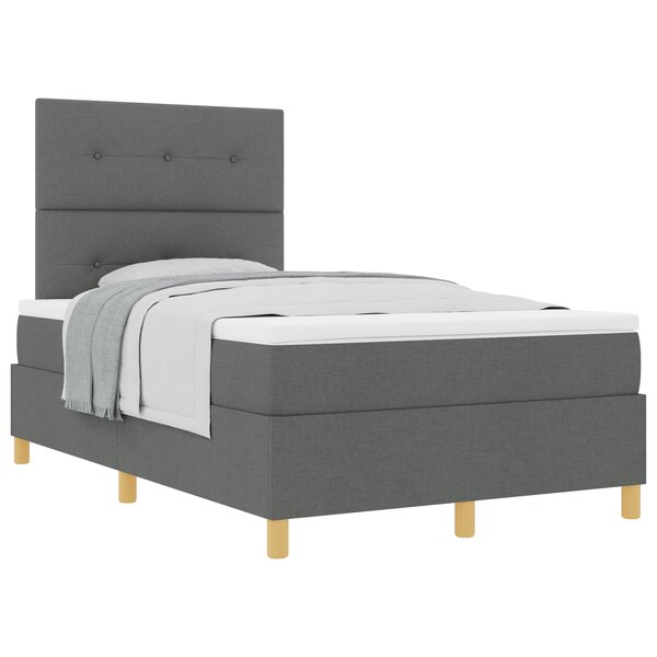 vidaXL Lit Box Spring avec Matelas Gris Foncé 120x200 cm Tissu
