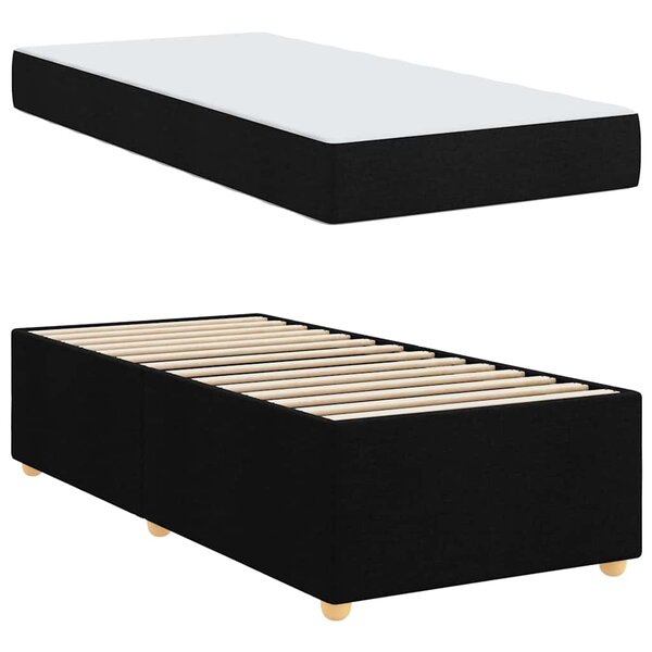 vidaXL Cadre de lit avec matelas Noir 100 x 200 cm tissu