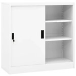 Armoire de bureau avec porte coulissante verrouillable 90 x 40 x 90 cm en acier blanc 02_0046810
