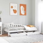 vidaXL Lit de jour et tiroirs sans matelas blanc 90x200 cm bois massif