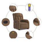 vidaXL Fauteuil inclinable de massage électrique Marron Tissu