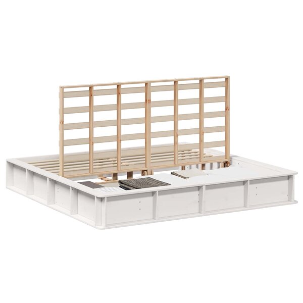vidaXL Cadre de lit Blanc 180 x 200 cm Bois de pin massif