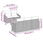 vidaXL Ensemble Canapés Jardin 6 Pièces Noir  blanc 55 x 55 x 37 cm