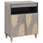 vidaXL Buffet Gris et or 60 x 33 x 75 cm Bois de mangue massif