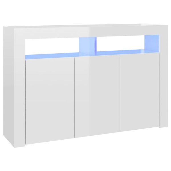 vidaXL Buffet avec lumières LED blanc brillant 115 5x30x75 cm