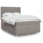 vidaXL Sommier à lattes de lit avec matelas Taupe 140x190 cm Tissu