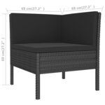 Salon de jardin meuble d'extérieur ensemble de mobilier 8 pièces avec coussins résine tressée noir 02_0017734
