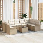 vidaXL Ensemble de canapé de jardin 10 Pièces Beige Poly rotin