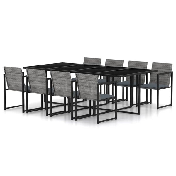 vidaXL Ensemble à manger d'extérieur 9Pièces coussins Résine tressée Gris