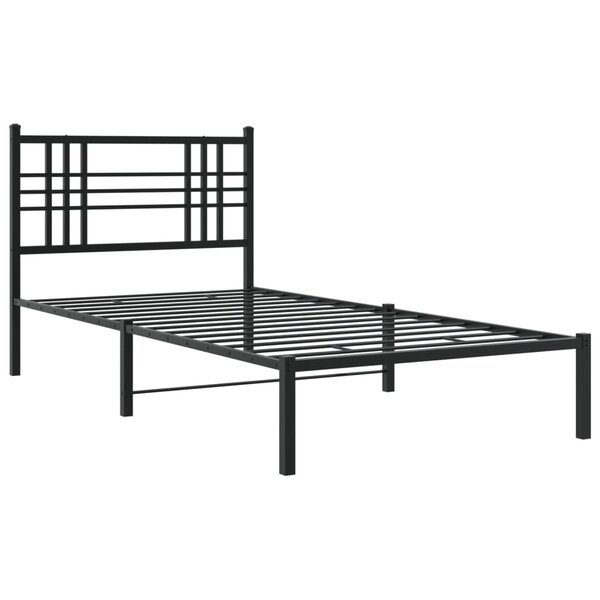 vidaXL Cadre de lit métal avec tête de lit noir 90x200 cm