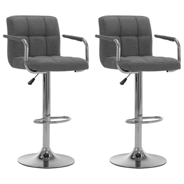 vidaXL Chaises de bar lot de 2 gris clair tissu