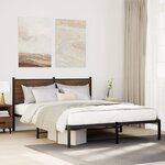 vidaXL Cadre de lit en métal sans matelas chêne fumé 137x190 cm