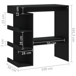 vidaXL Table de bar avec étagère de rangement Noir Bois d'ingénierie