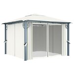 vidaXL Tonnelle avec rideau et lumières LED 3x3 m Crème Aluminium